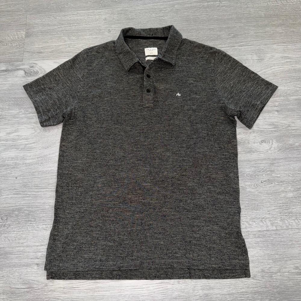 Rag & Bone Polo Shirt Men’s Medium Gray Pima Cotton Short Sleeve Preppy